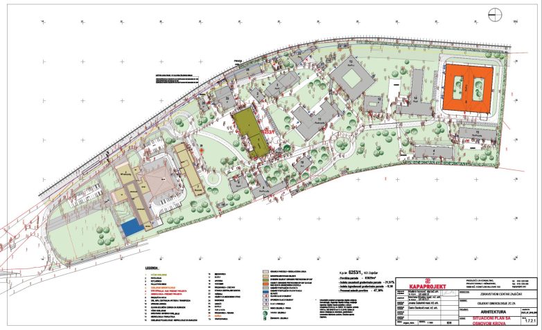 Ginekologija – situacioni plan sa osnovom krova