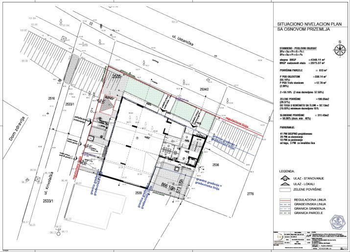 Situaciono-nivelacioni plan sa osnovom prizemlja